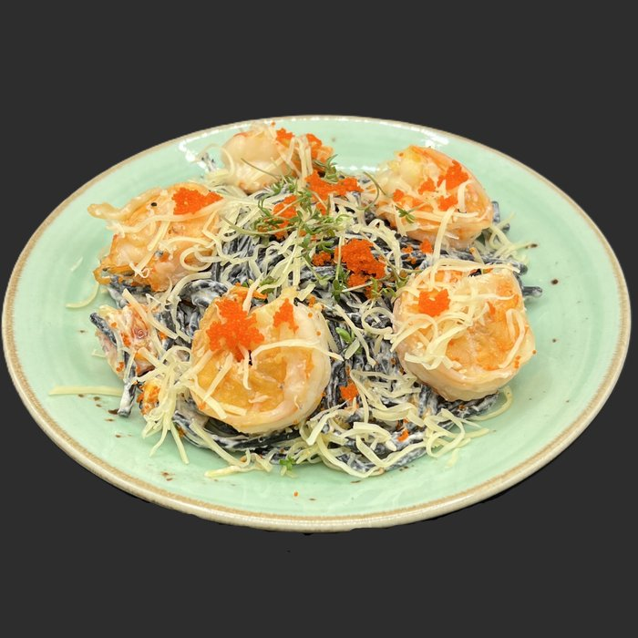 Паста Nera с креветками