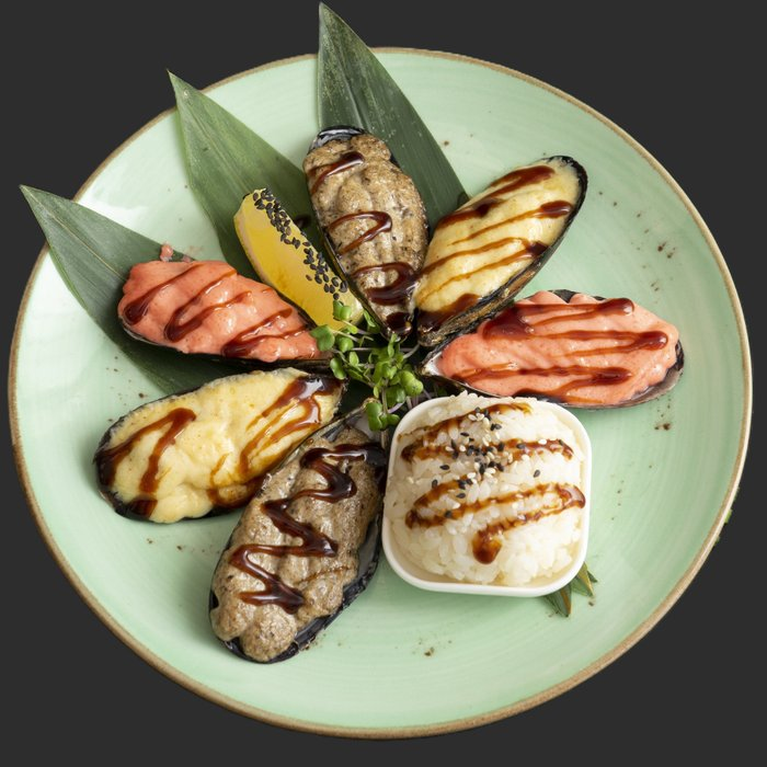 Мидии Киви с соусом ассорти 6 шт.